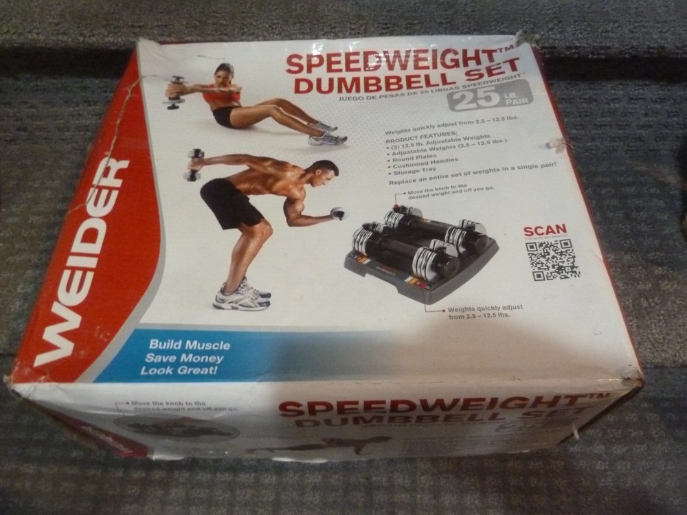 Weider SpeedWeight Adjustable Workout Dumbbells 25 LBS Each Pair weight set