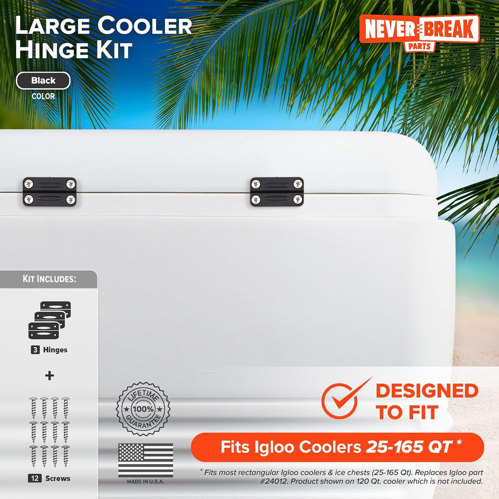 - 3 Pack Igloo Cooler Replacement Hinges, High Strength Igloo Cooler Replacem...