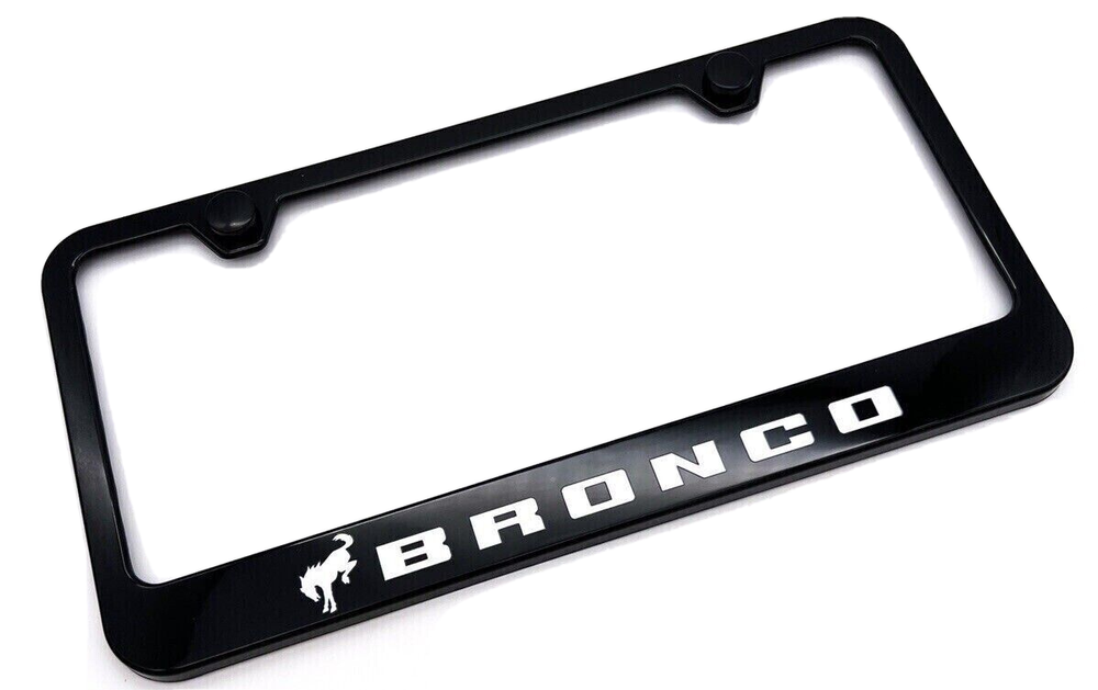 Ford Bronco Unbreakable Black Polycarbonate License Plate Frame - White