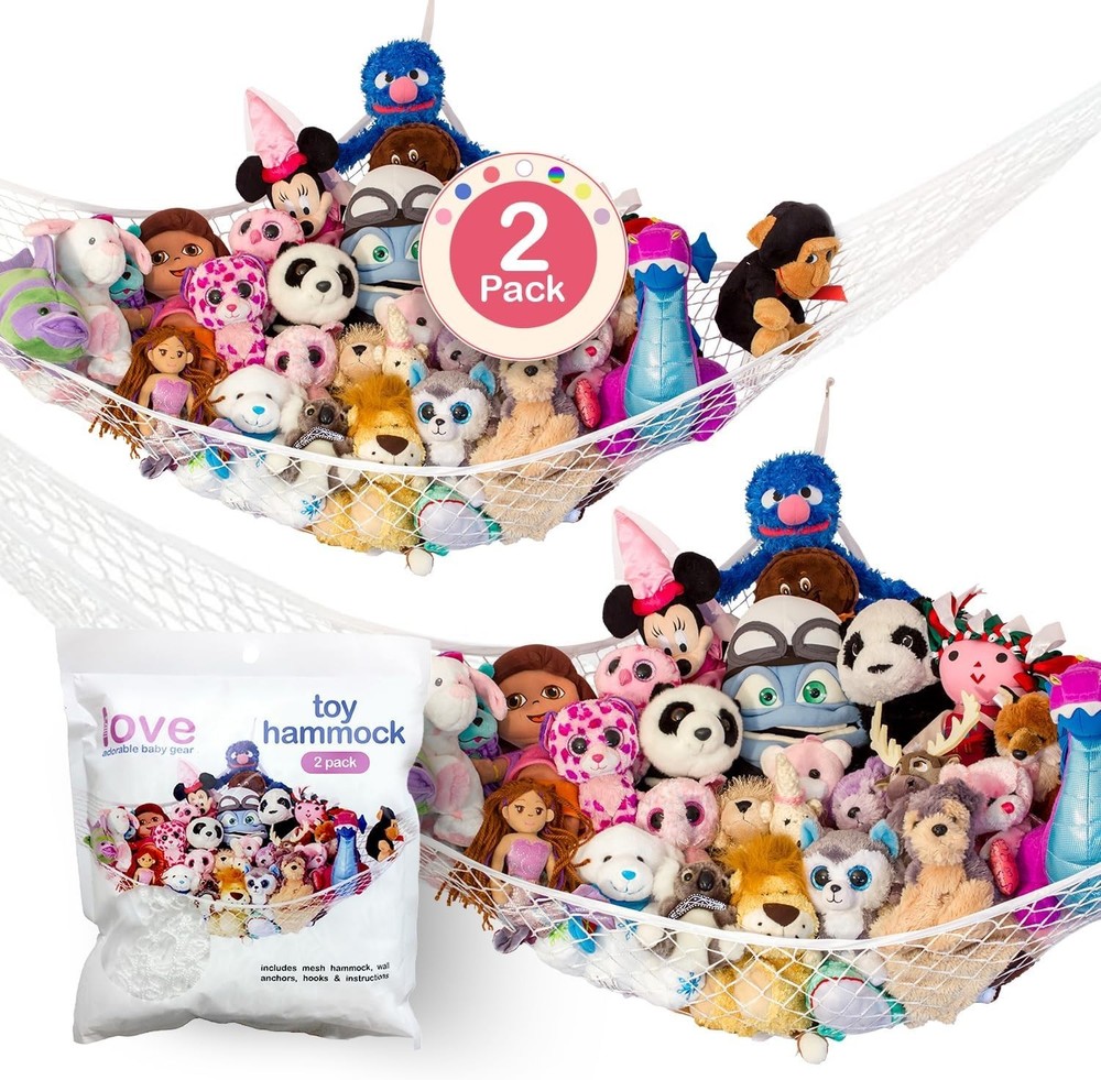 Triangular Stuffed Animal Storage Net - Maximize Corner Space with 12lbs Support
