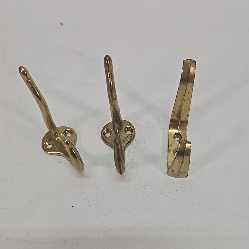3 BRASS COLORED COAT HOOK