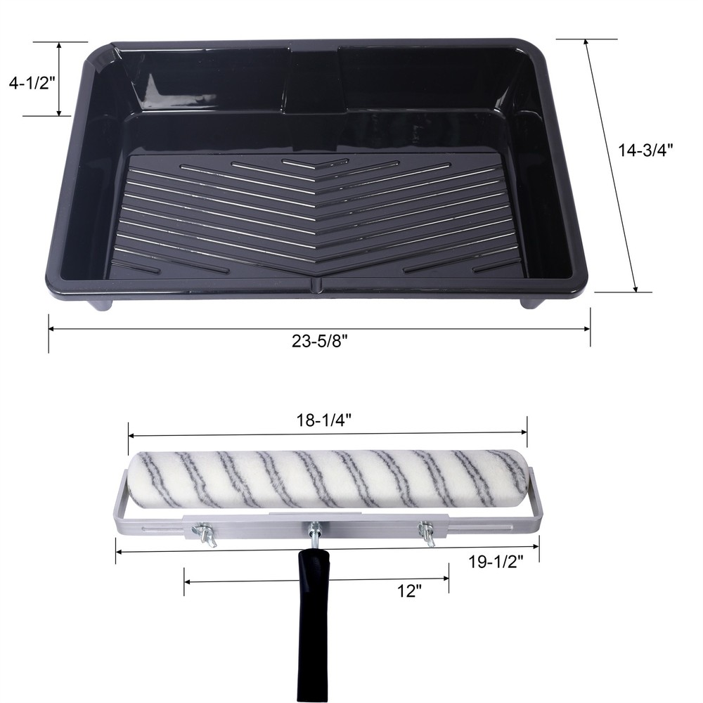 5PCS 18 Inch Paint Roller Kit Tray Paint Roller Sleeves Adjustable Roller Frame