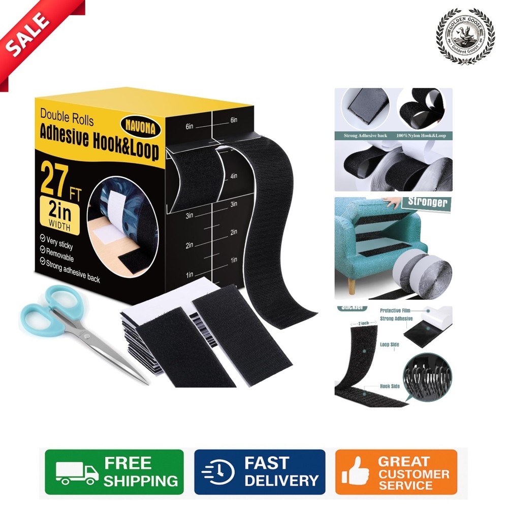 Versatile 27Ft X 2 Inch Hook and Loop Strips - Perfect for Home, Office & Crafts