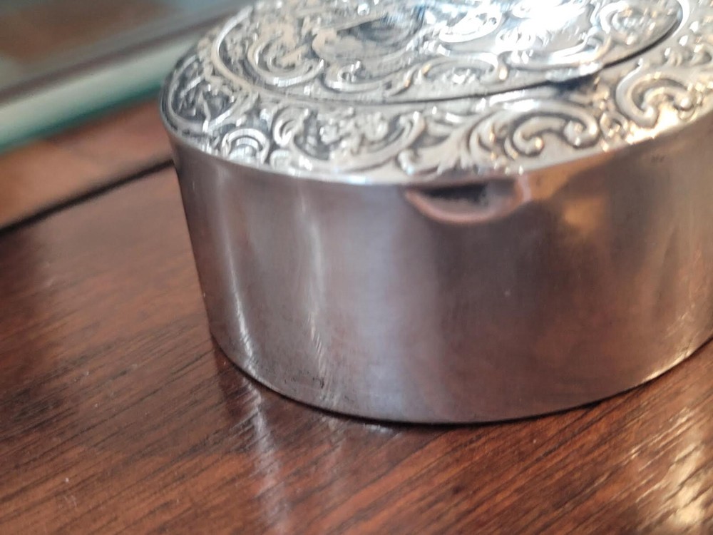 2 1/2" Sterling Silver Ornate Pill Box
