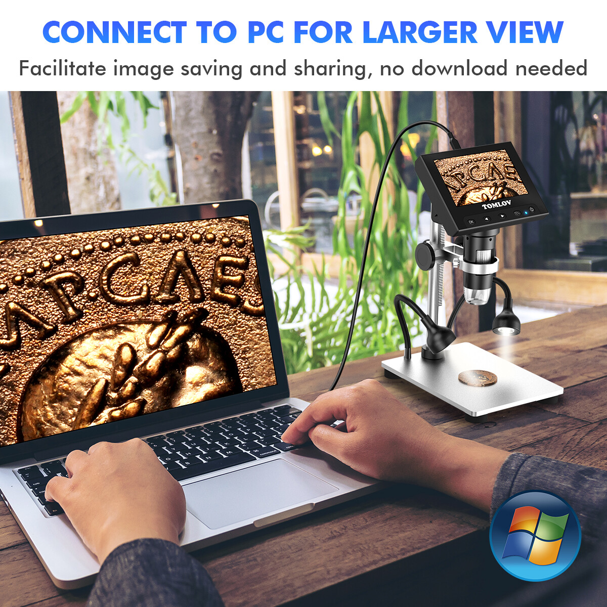 TOMLOV 4.3" Digital Microscope 1000X Coin Microscope 1080P Soldering microscope