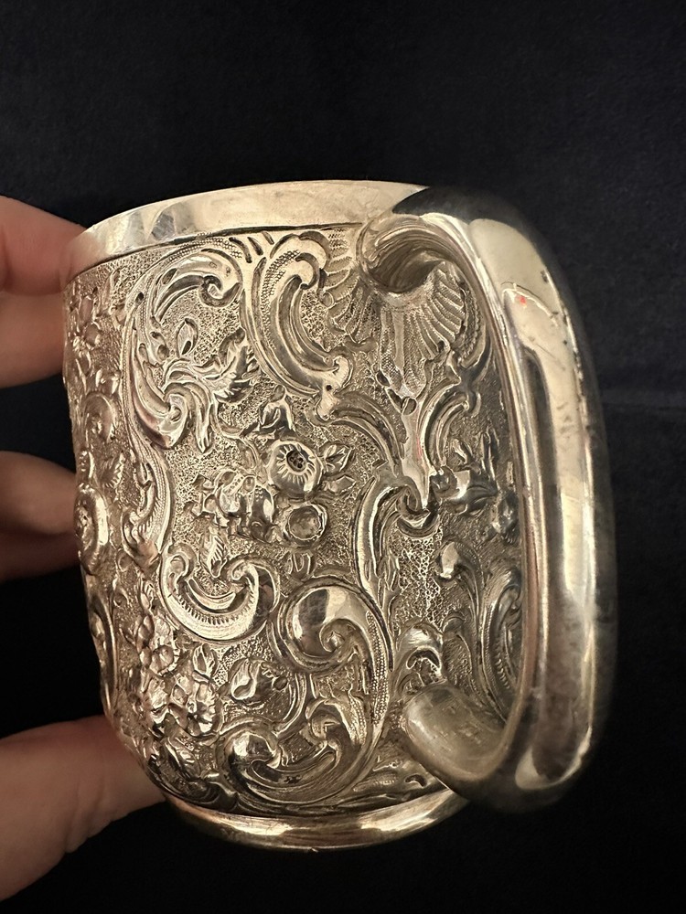 Victorian silver christening mug