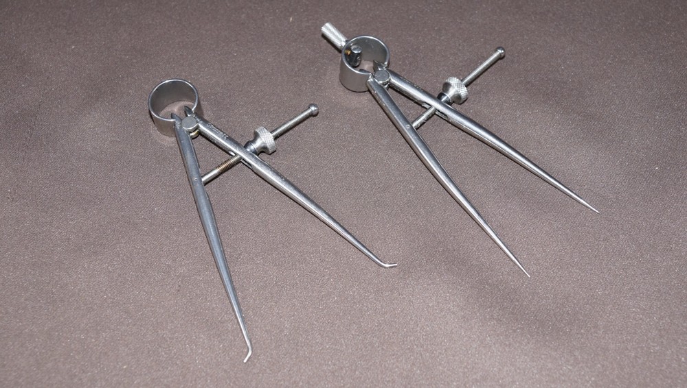 Starrett 2 Piece Round Leg Spring Inside Caliper & Divider Set 4"