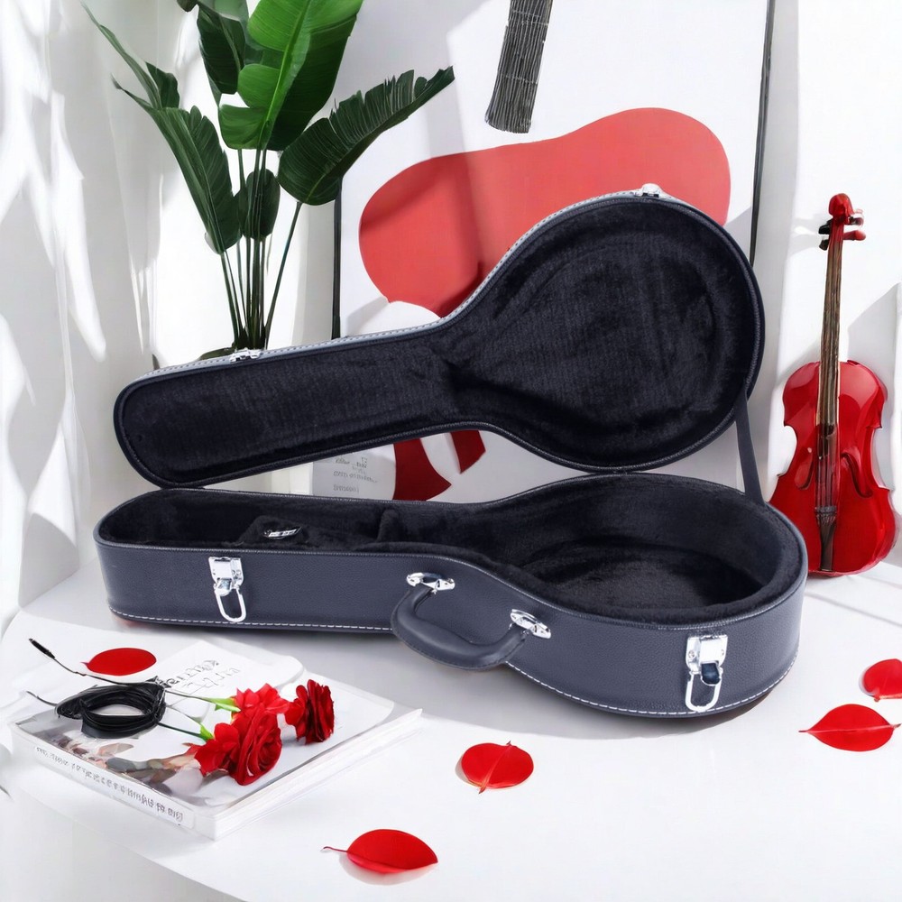 A-Style Black Mandolin Hard Shell Case With Microgroove, Mandoline Hard Case