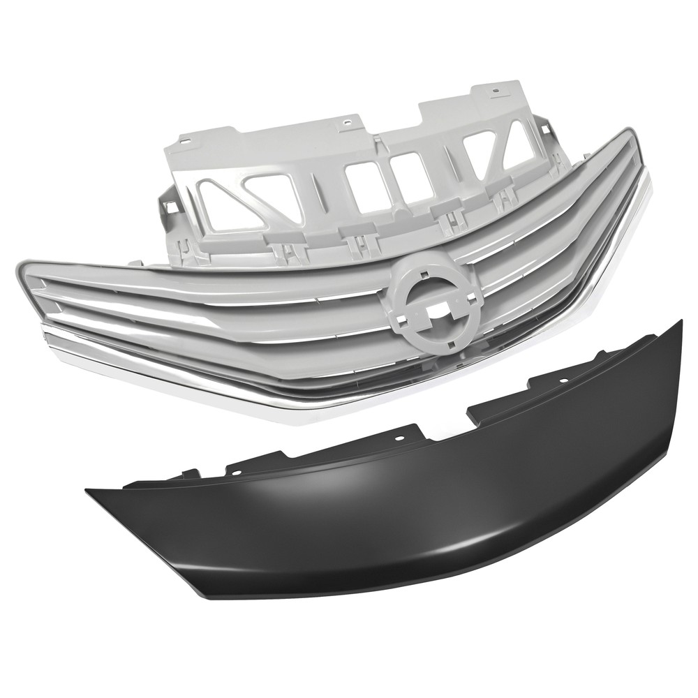 Front Upper Bumper Grille & Cover Assembly For Nissan Versa Note 2014-2017 Gray