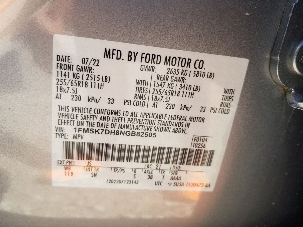 22 FORD EXPLORER XLT CAMERA FRONT VIEW WINDSHIELD MOUNTED LB5T19H406CF