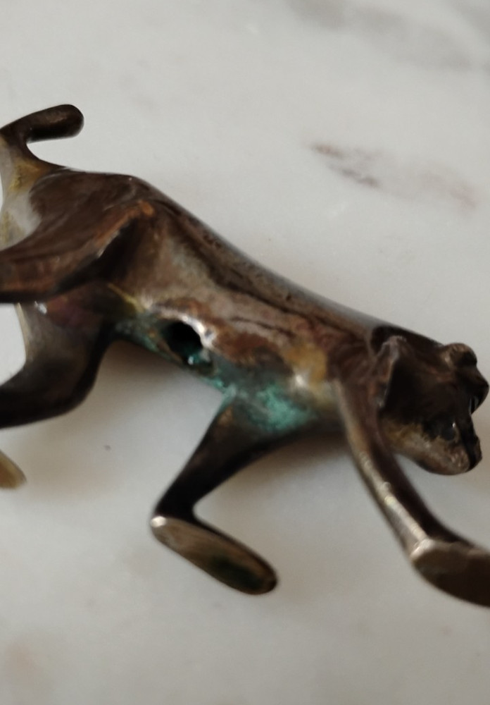 CHARMING ANTIQUE SOLID SILVER MONKEY MINI FIGURINE 2 inches wide