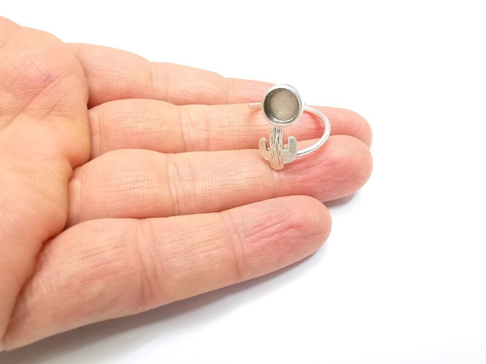 Cactus Ring Blank Setting, Cabochon Mounting, Adjustable Resin Ring Base Bezels