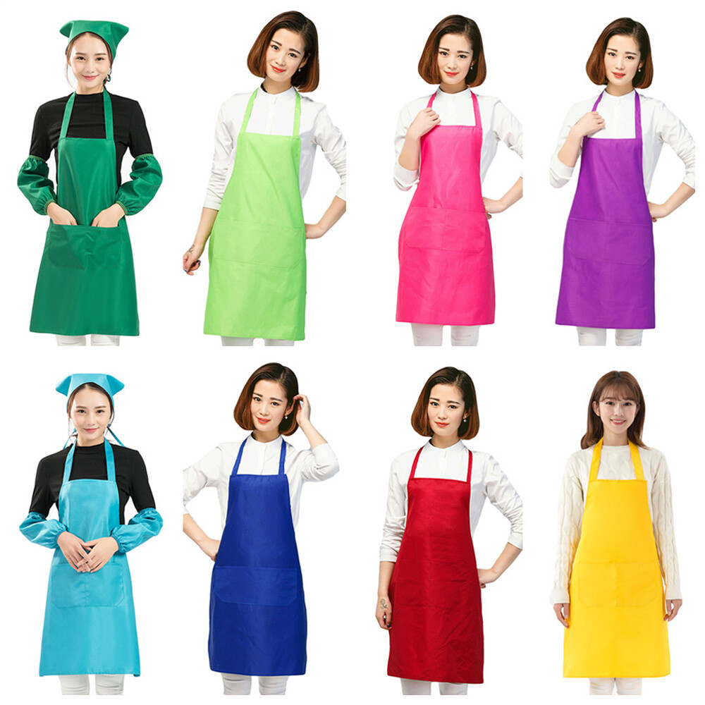 Solid Color Durable Aprons Waterproof Oil-proof Kitchen Restaurant Apron
