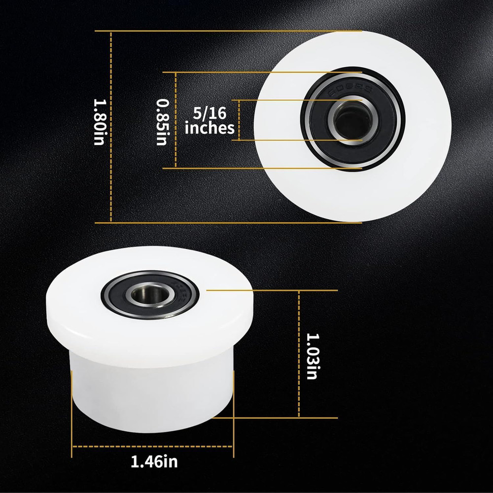 Qty.4 Machined Wheels/Rollers Compatible Total Gym Replacement, Fits Models 1000