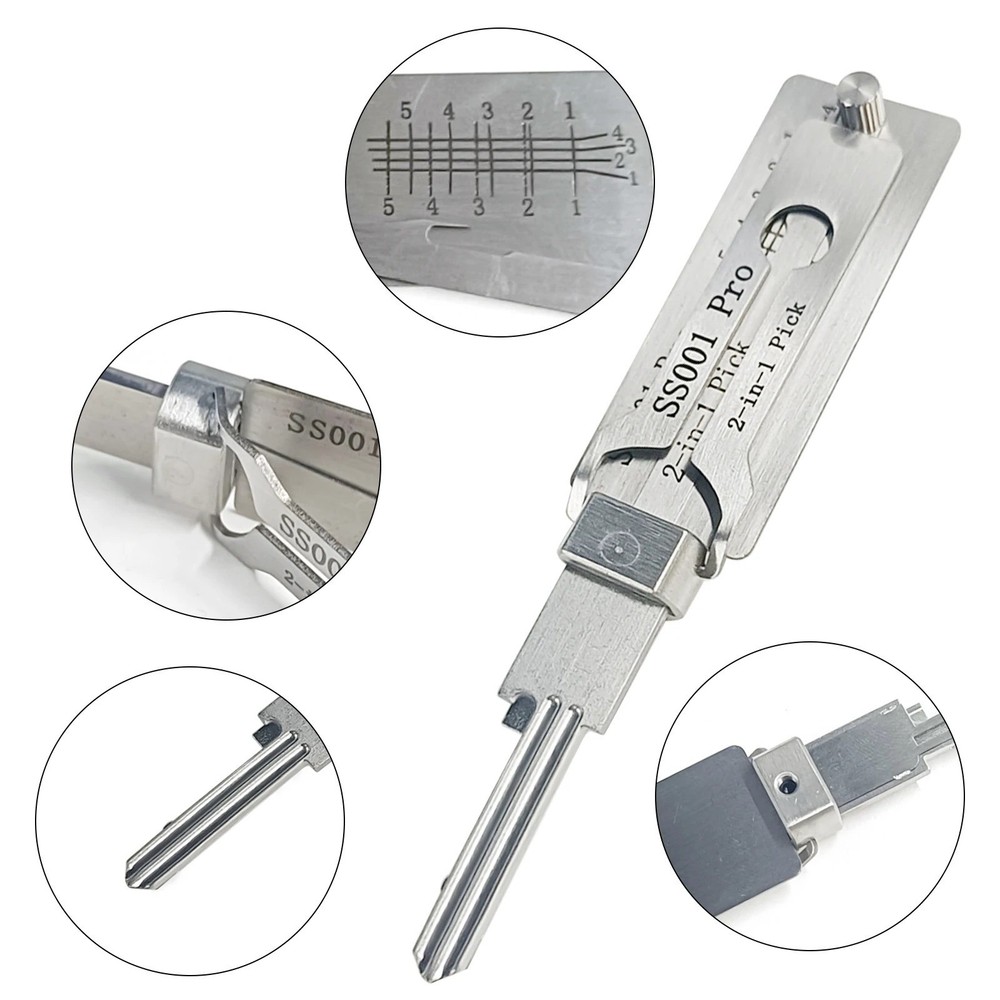SS001 PRO 2-in-1 Stainless Steel master Key Decoder Portable Lock Tool Kit 1 Pc