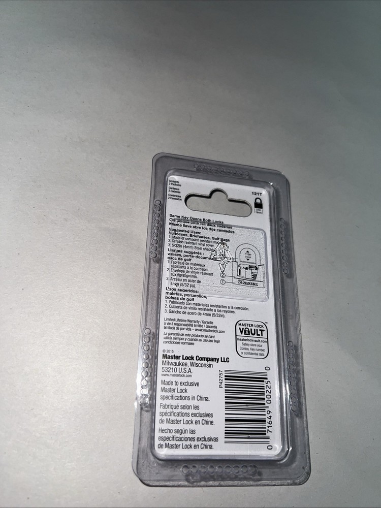 Master Lock Mini Black Keyed Padlock 2 Pack Package Model 121T