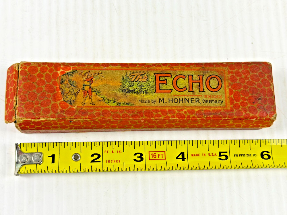 Echo Hohner Harmonica Germany Rusty Antique with Original Box