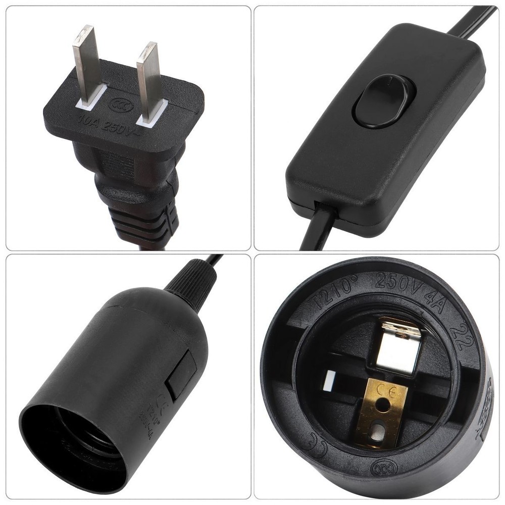 71" Light Lamp Cord Cable Switch E26/E27 Bulb Socket Extension Hanging Pendant