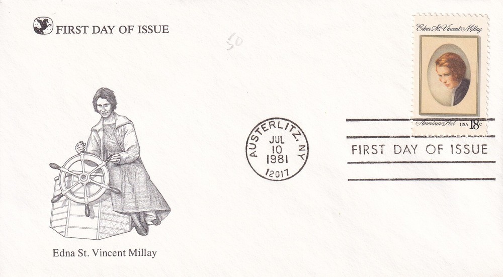 STAMP US SCOTT 1926 "Edna St. Vincent Millay" 18 CENT 1981 FDC - A