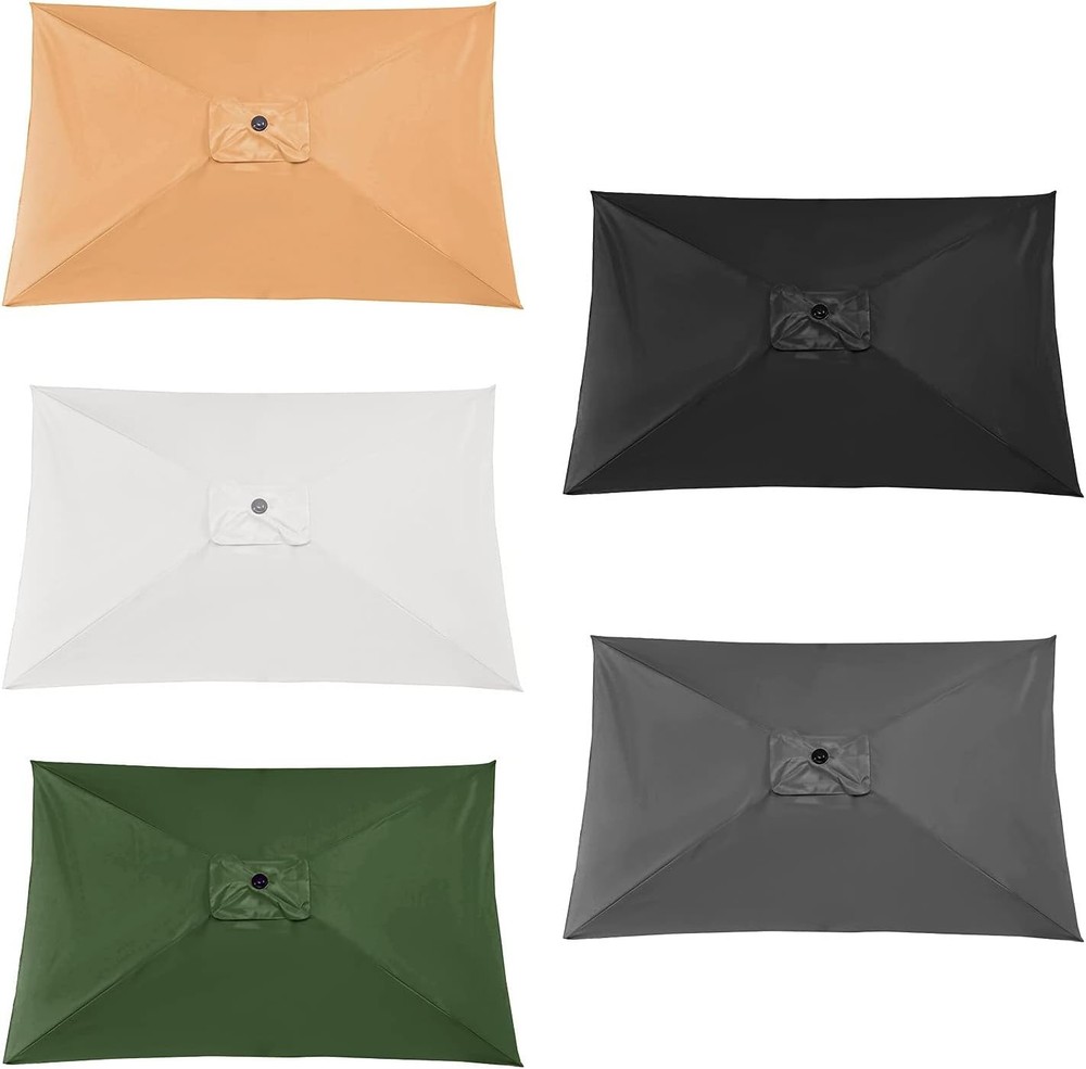 Elegant Grey Rectangular Umbrella Canopy Replacement 6 Ribs - Fade Resistant
