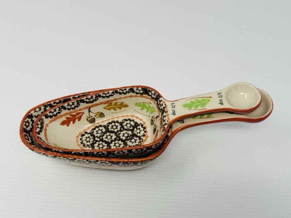 Temptations Fallfetti Measuring Cups Spoons Old World Nesting Ceramic
