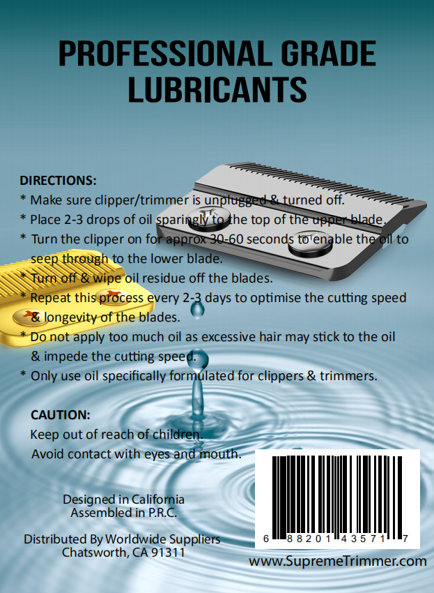 Hair Clipper Blade Oil by Supreme Trimmer for Lubricating Blades, 4FL OZ, STO710