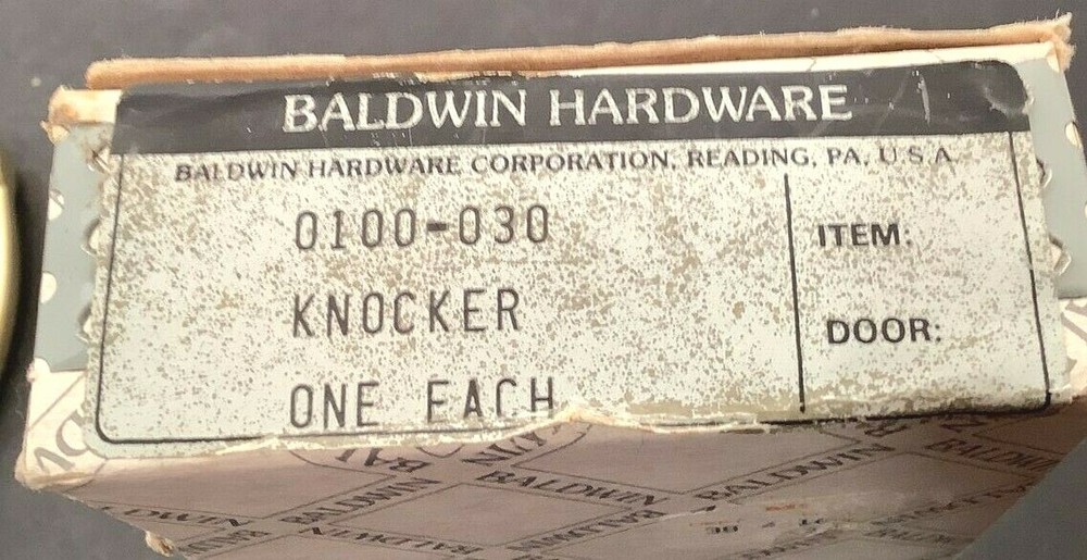 Vintage Solid Brass Baldwin Hardware Traditional Door Knocker w Care Instruct A2