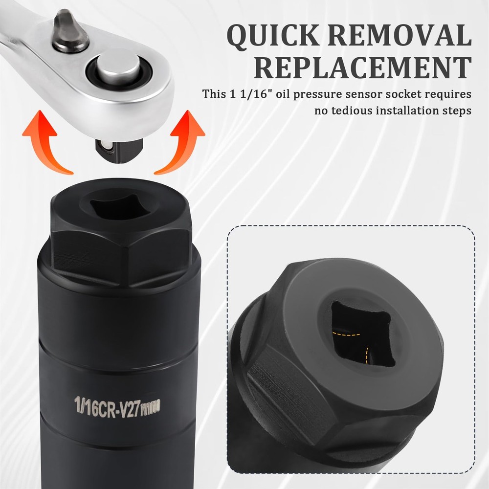 Oil Pressure Sensor Socket,Hexagonal Drive27mm Socket for Removing Oil Sendin...