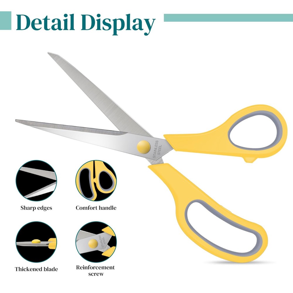 6 Pack 8 Inch Multipurpose Sewing Crafts Scissors for Home Office Student