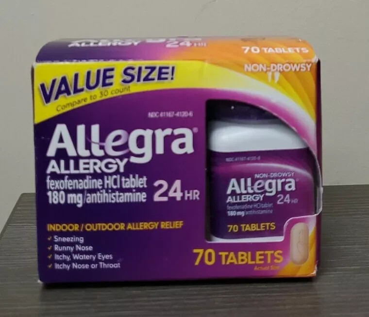 Allegra Adult 24 Hour Allergy Tablets 70 Tabs EXP 5/25