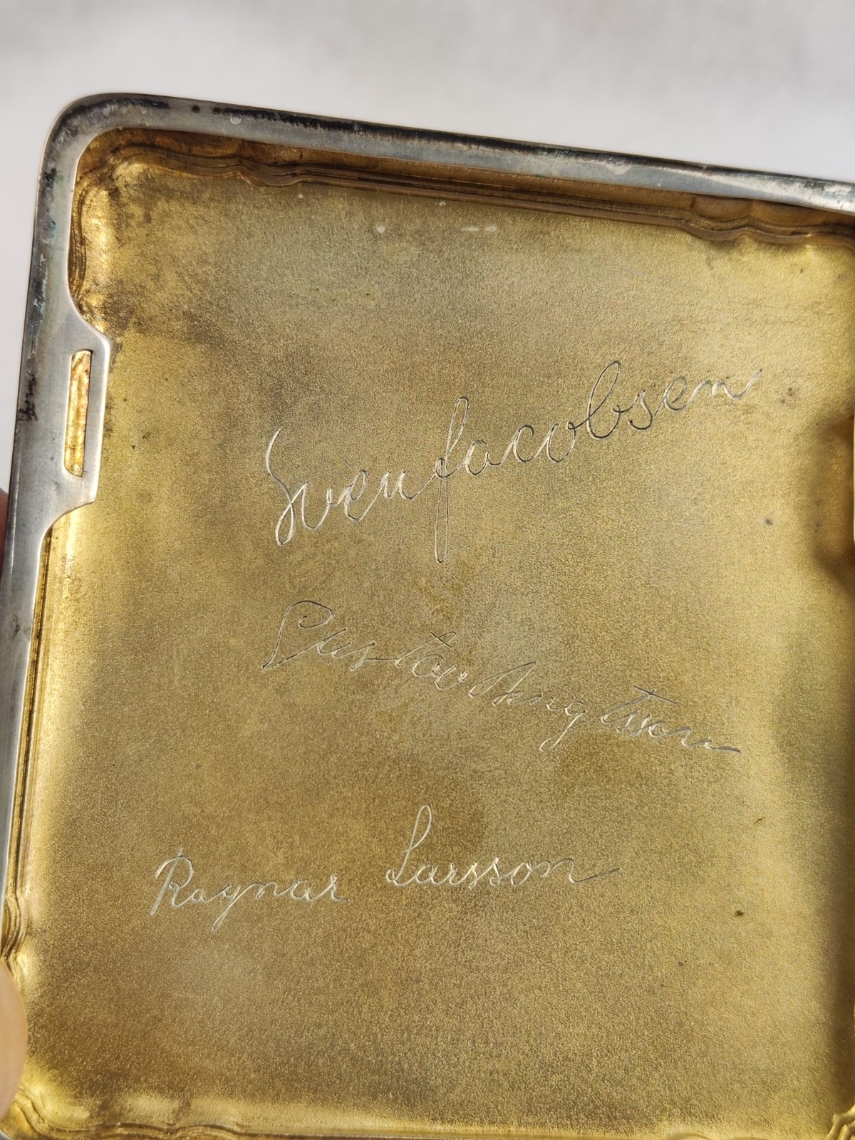 A Swedish silver cigarette case of 830 fineness, Scandinavia,1933. Rare!