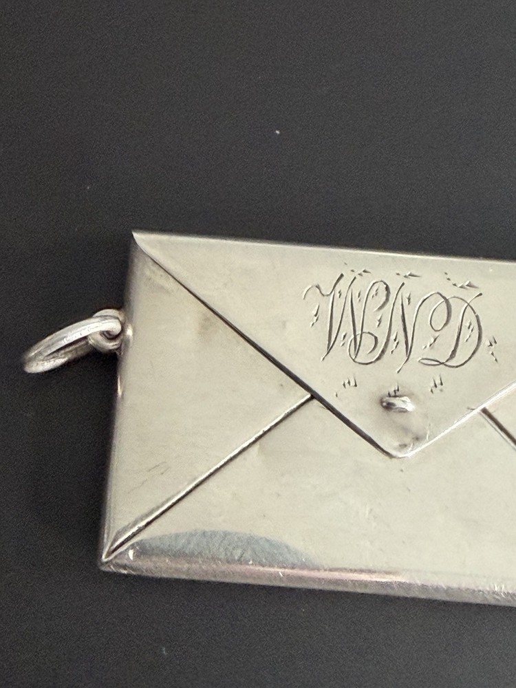 Edwardian Solid Silver Double Stamp Case Pendant Adie & Lovekin c1905 9g
