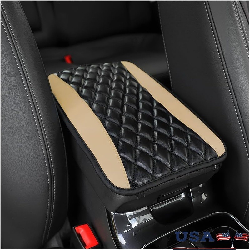 Durable PU Leather Car Armrest Pad Console Protector Easy Installation New