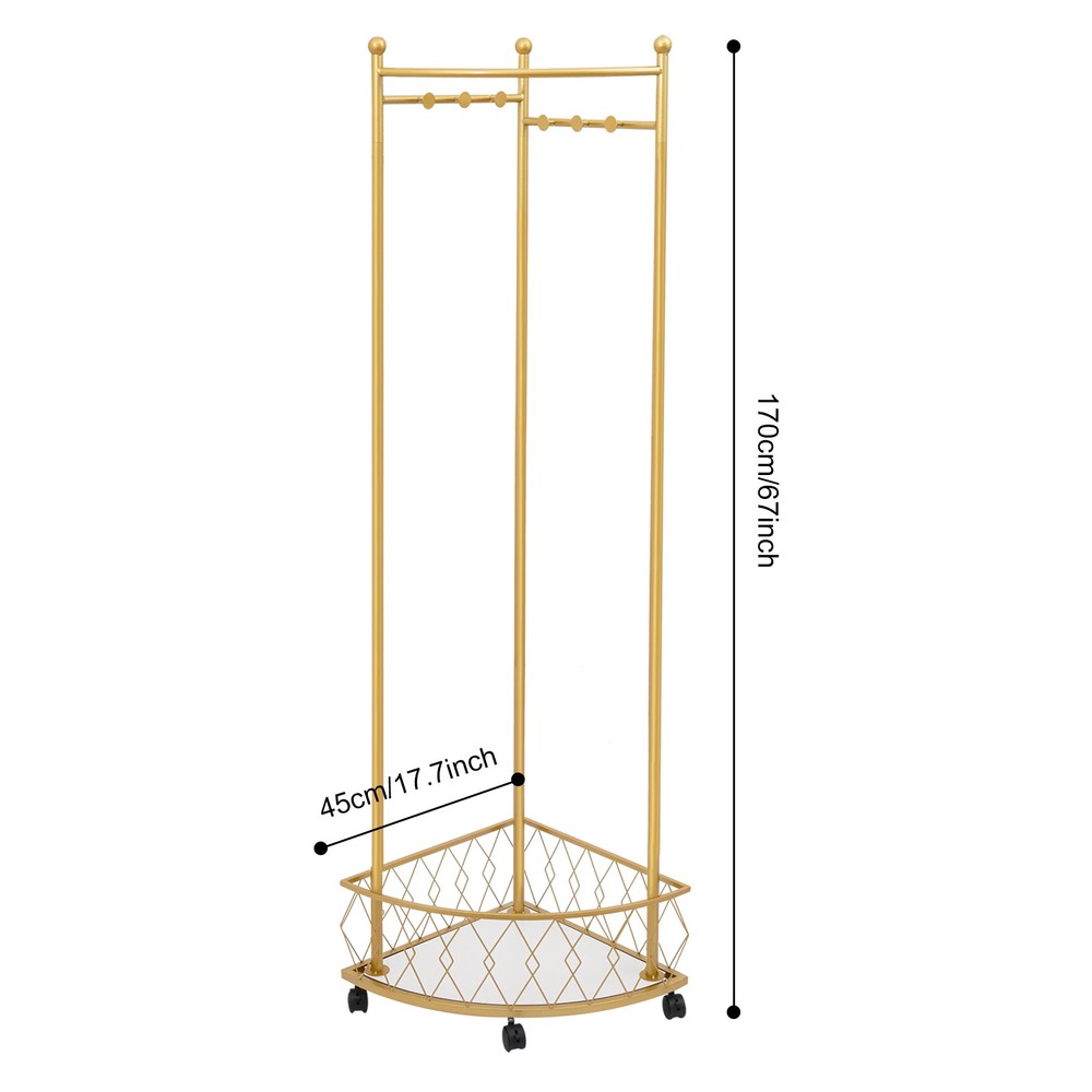 Corner Clothes Rack Coat Storage Rack Floor Standing Clothes Rack