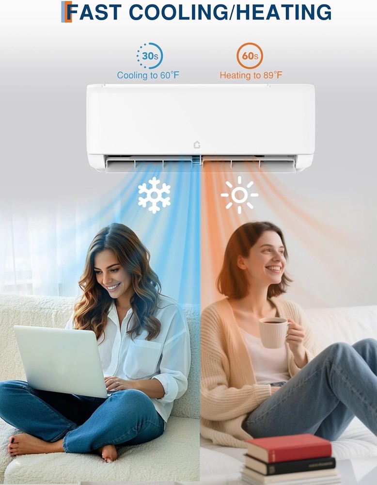 🔵24000 BTU Mini Split Air Conditioner & Heat Pump 19 SEER2 Ductless Mini Split