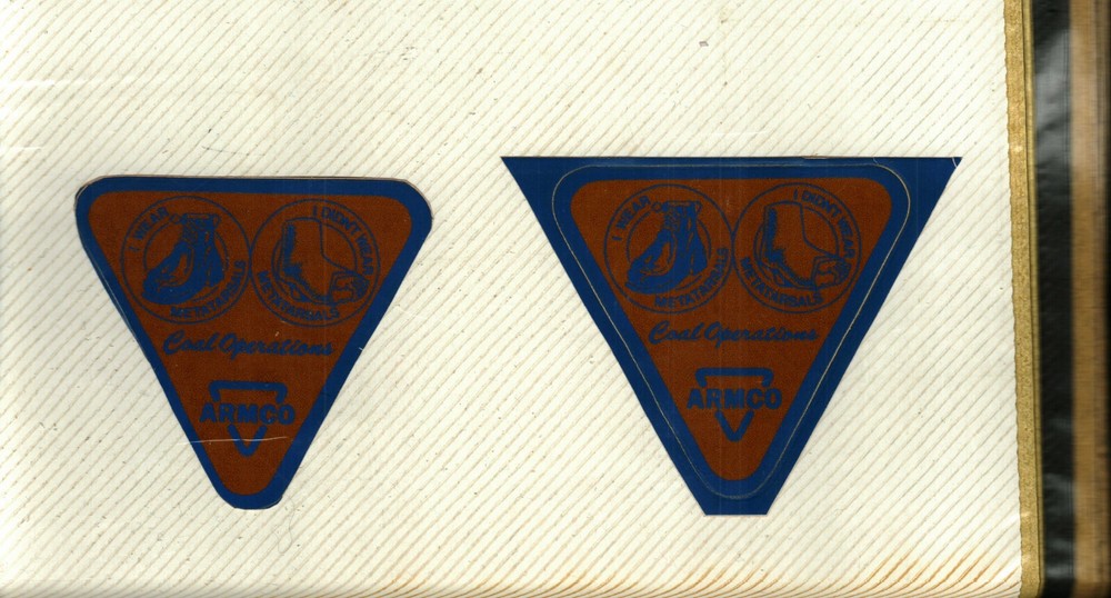 2 DIFF. NICE ARMCO COAL CO. COAL MINING STICKERS # 1908