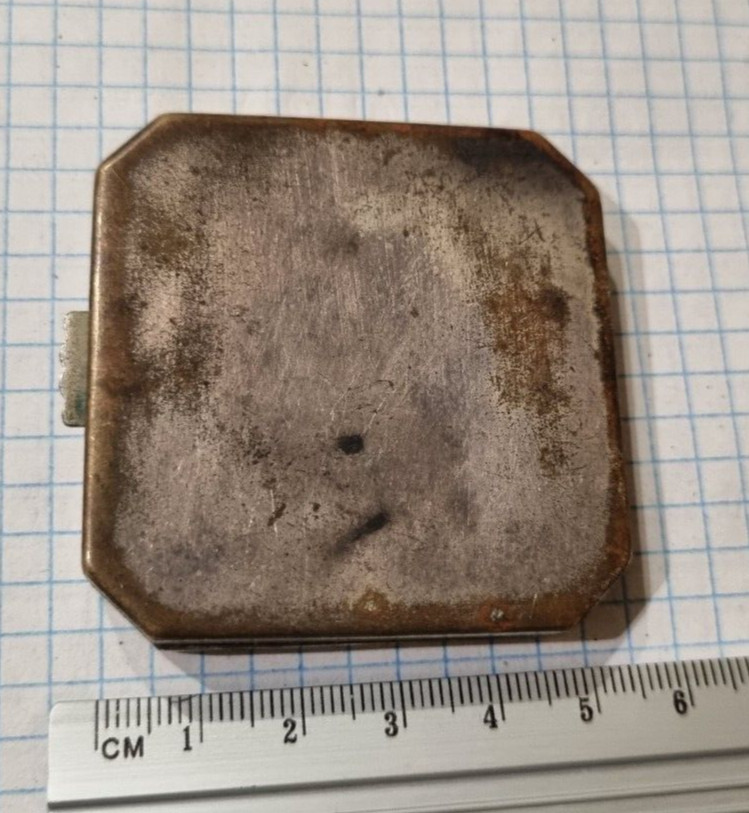 vintage powder box, silver plated