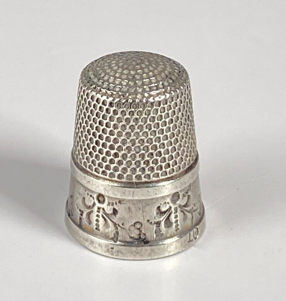 Antique 2x c1910 Solid Silver Thimbles One by U.S.A Simon Brothers & Other