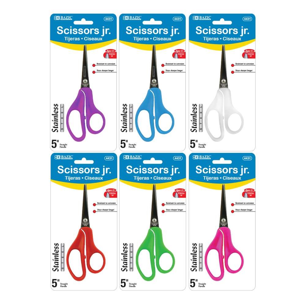 BAZIC 5" Pointed Tip School Scissors, pack of 24