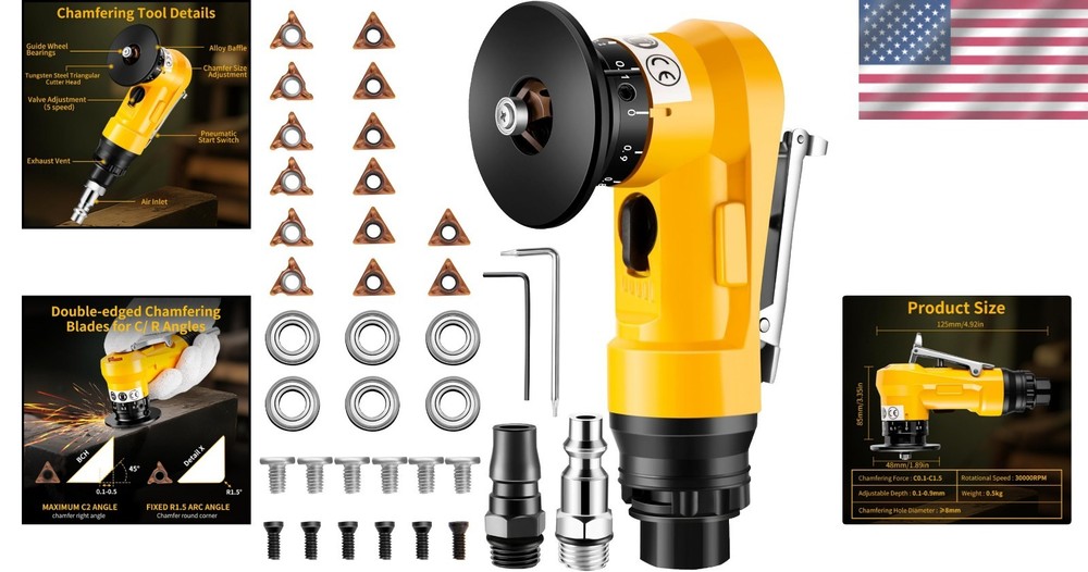 2-in-1 Pneumatic Chamfering Tool - Air-Powered Precision Cutting Tool