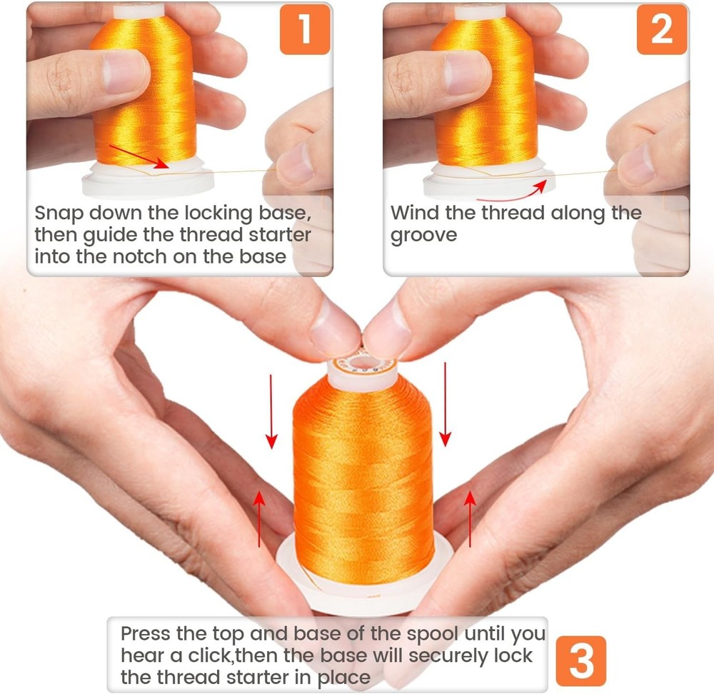 Professional 64 Spool Polyester Embroidery Thread Kit - 1100Y, Tangle-Free