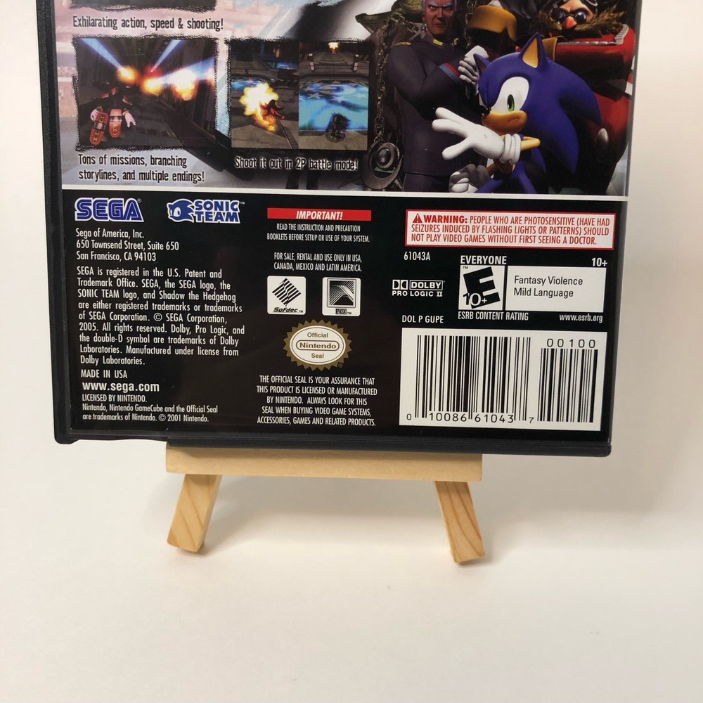 Replacement Case and Manual Only for Shadow The Hedgehog Nintendo GameCube