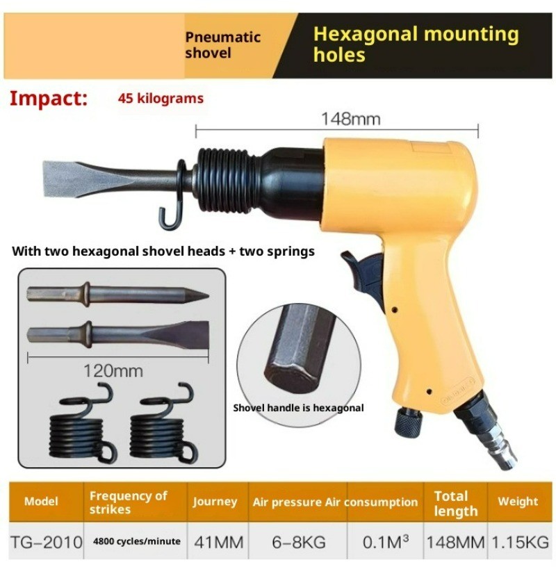 Pneumatic Chisel Hex Chisel Head Industrial-Grade Heavy-Duty Pneumatic Chisel