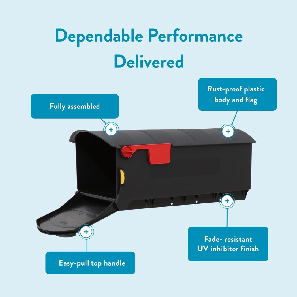 NIB Architectural Mailboxes Patriot Plastic, Large, Post-Mount Mailbox in Black