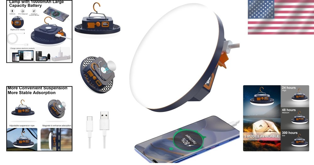 LED Flashlight & Camping Lantern Combo - Power Display & Emergency Light