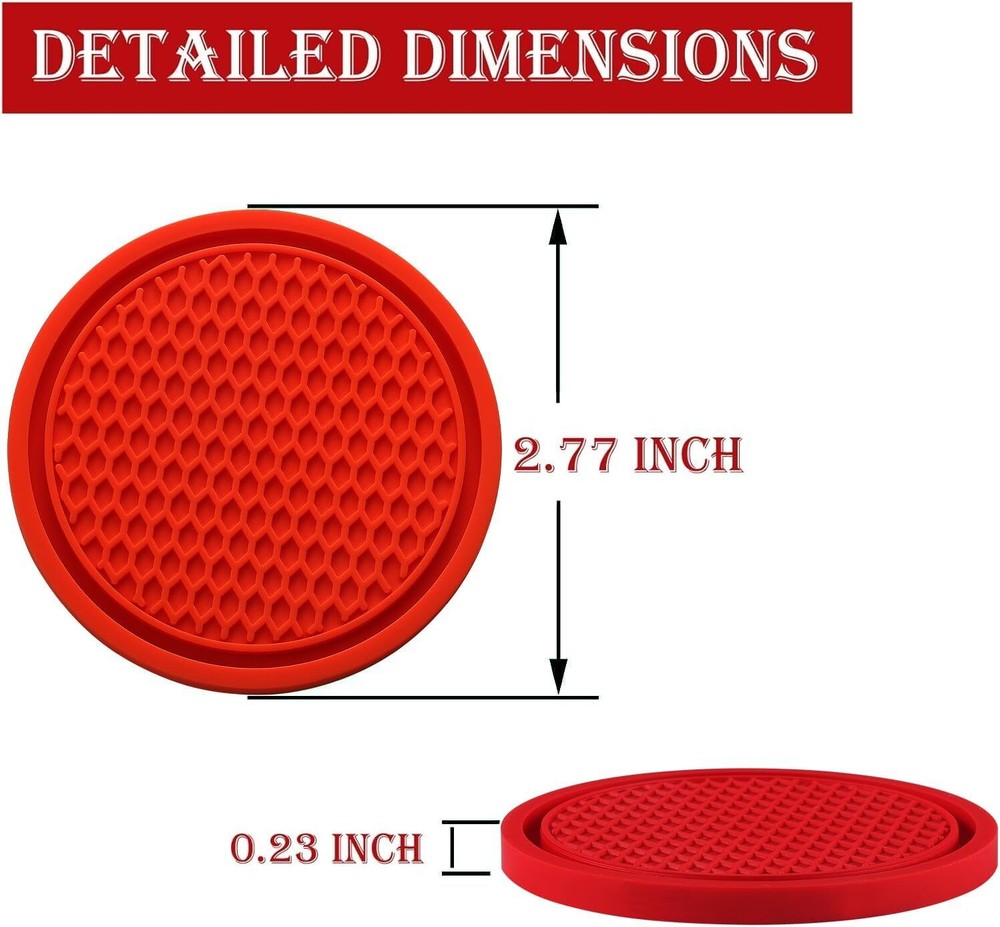 Car Cup Coaster, 4PCS Universal Cup Holders Embedded in Ornaments Coaster, Red