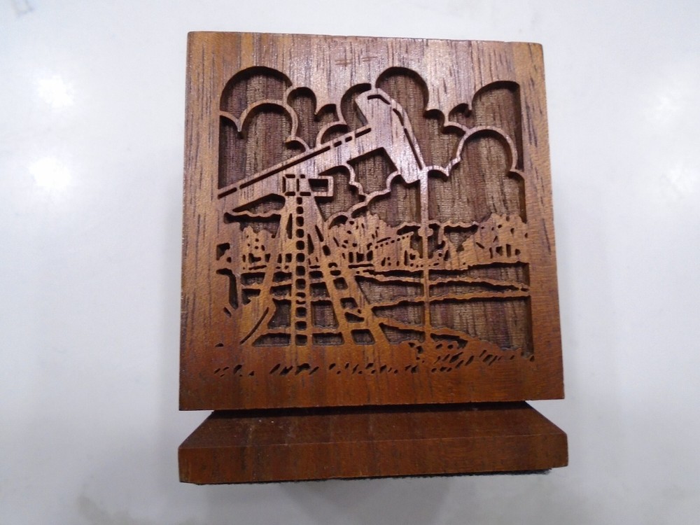 OIL PATCH Laser Engraved Desktop Organizers 3 Piece Set. Cut From Solid Walnut.