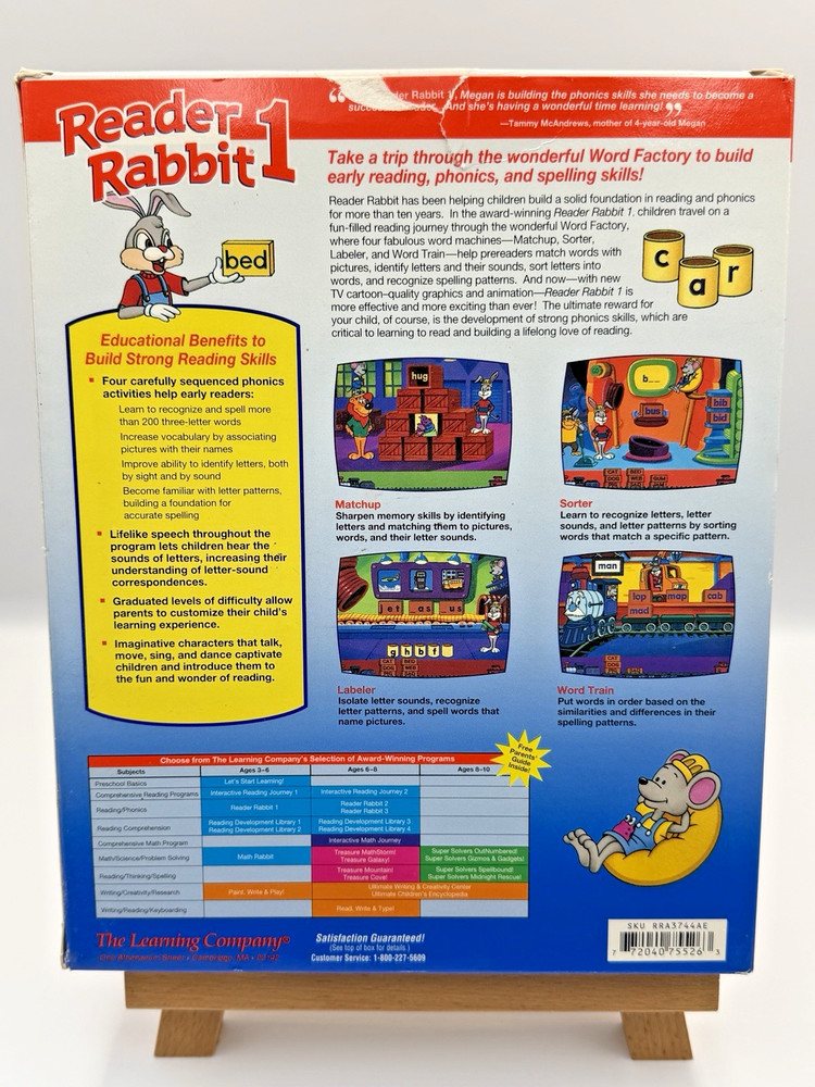 The Learning Company Reader Rabbit 1 CD-ROM Complete, Sealed CD