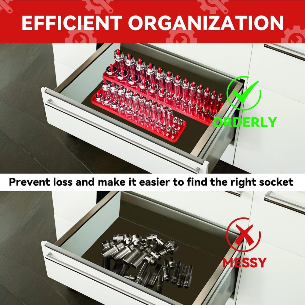 3PCS SAE Socket Organizer Tray Set - Effortless Toolbox Organization