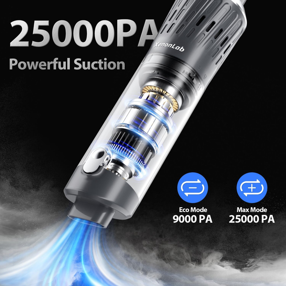 25000Pa Cordless Handheld Vacuum with Smart Display & Charging Base - Silver